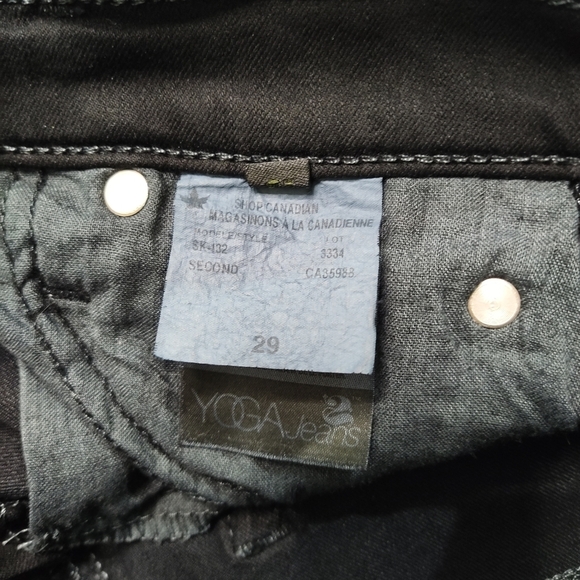 Second Yoga Black Denim Stretch Skirt Sz 29 Y2K Minimalist Made in Canada Jean - Picture 5 of 13